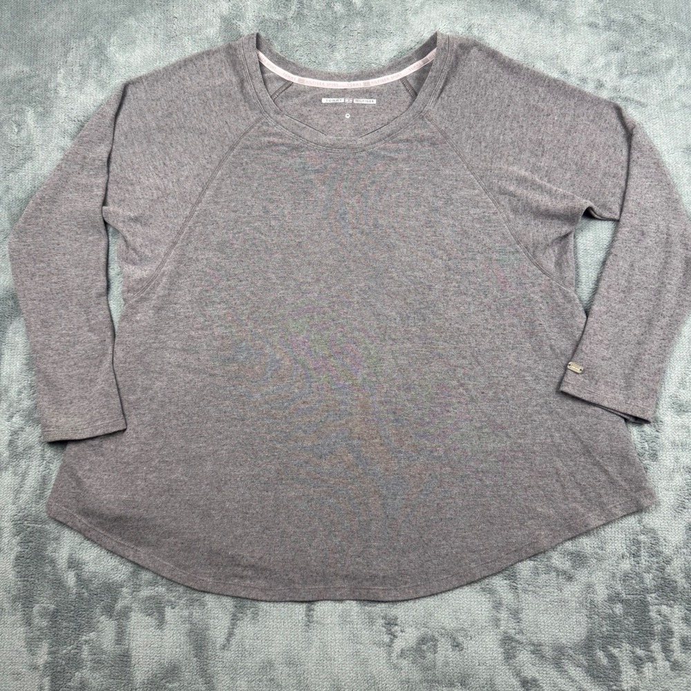 Tommy Hilfiger Sport Womens Gray Mauve Long Sleeve Raglan Top Size M